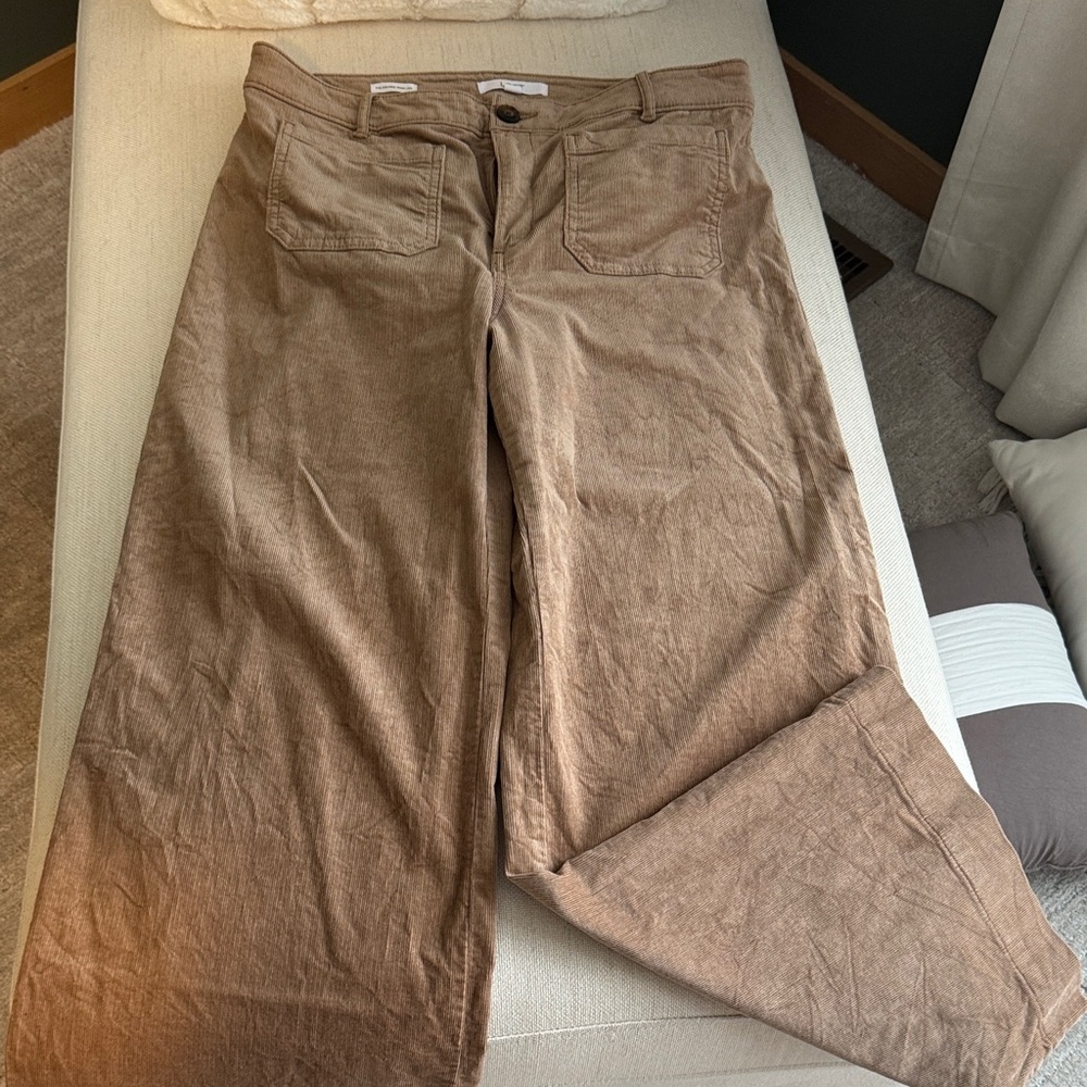LOFT Palmer Wide Leg Tan Corduroy Pants